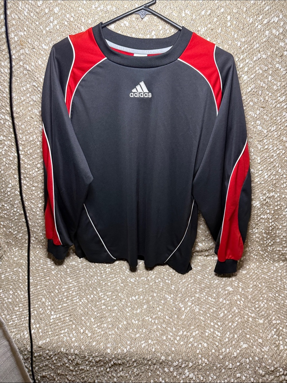 adidas Black and Red Long-Sleeve Athletic Top